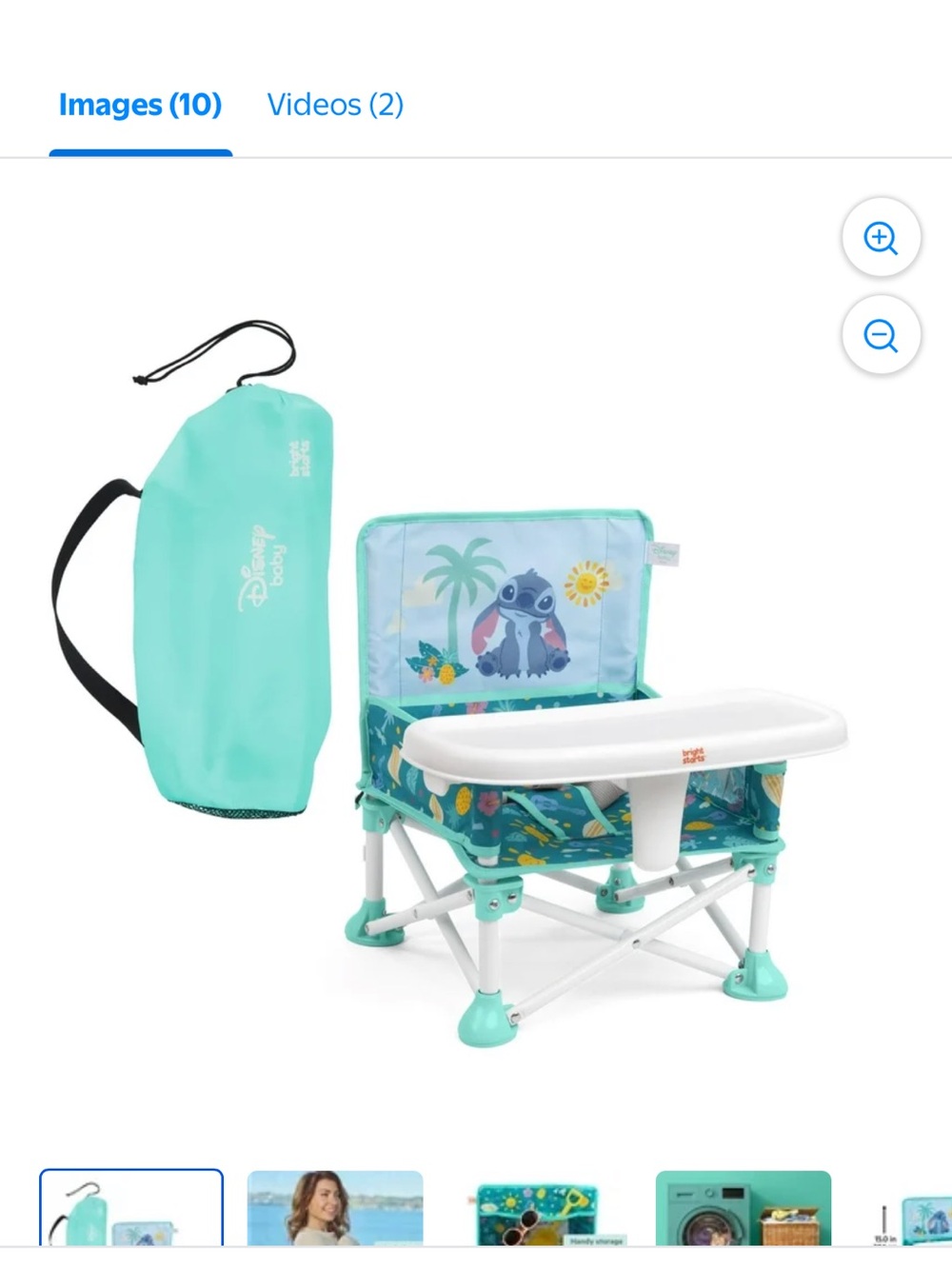 Disney Baby Aqua Foldable Travel Booster Seat with Tray